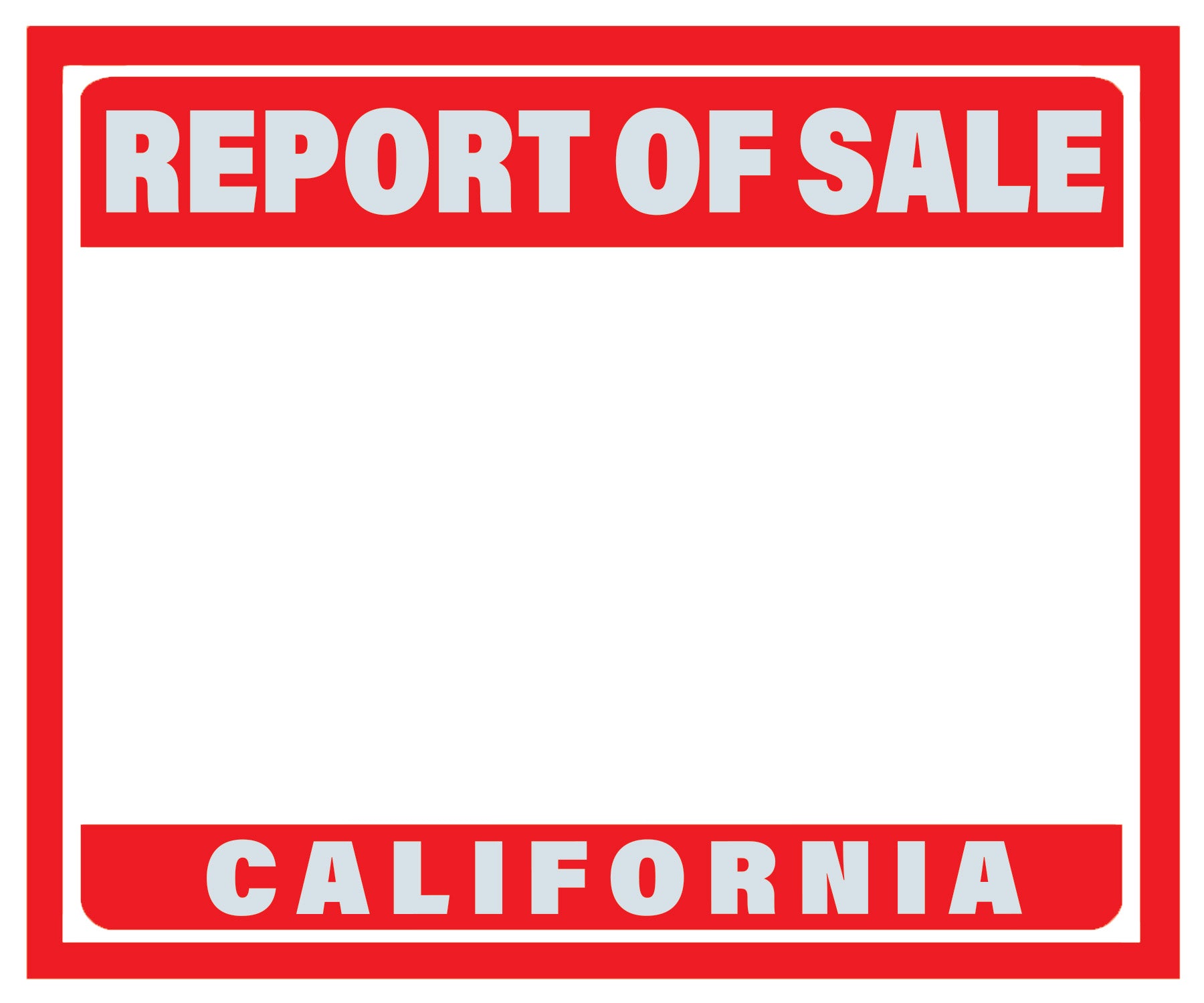 California Generic REPORT OF SALE Windshield Sticker