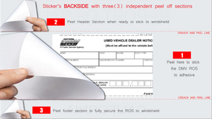 California Generic REPORT OF SALE Windshield Sticker